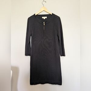 Michael Kors Black Knit Sheath Dress with 3/4 Sleeves Medium